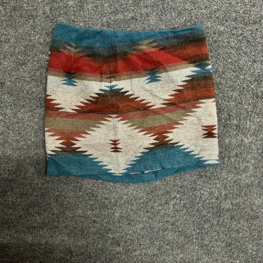 American Eagle Skirt Womens Size 2 Wool Blend Southwestern Geometric Mini Blue